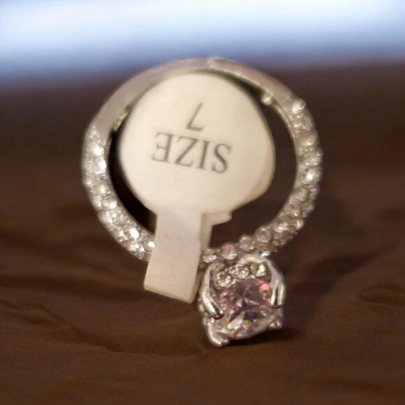 STERLING SILVER Crystal Clear Large Radiant CZ SZ 7 - Picture 1 of 3